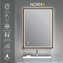 Espelho com Luz NORMA, Interruptor Touch e Design Reversível - Image 3