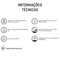 Espelho Led Norma com sensor - Image 16